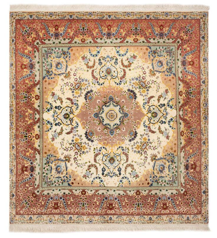 Detail image of 6' 4 x 6' 8 Hand Knotted Tabriz Persian Square Rug