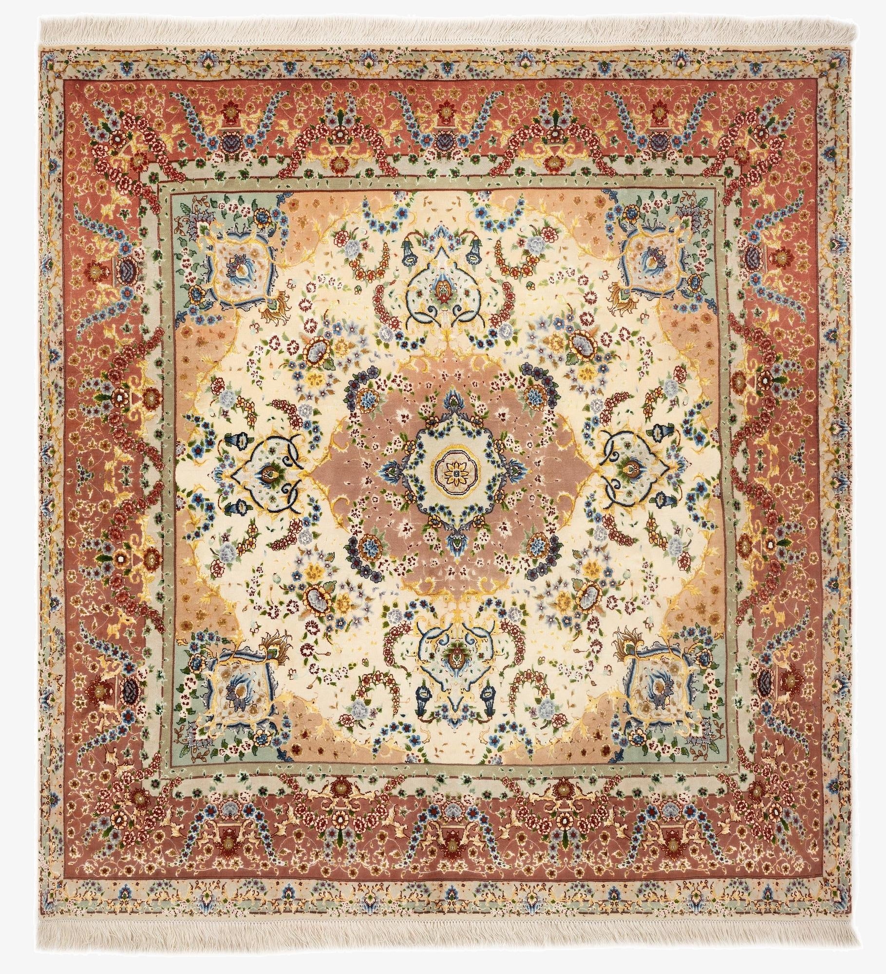 6' 4 x 6' 8  Hand Knotted Tabriz Persian Square Rug