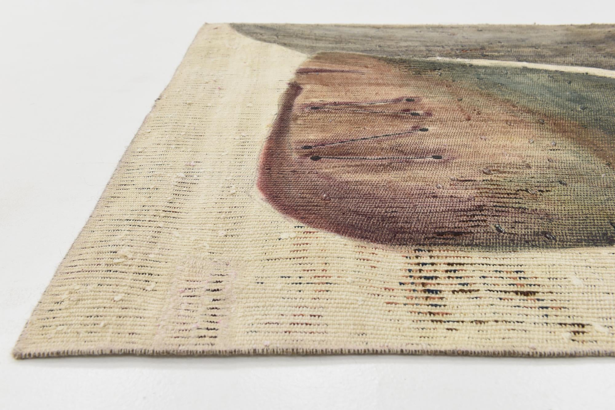115cm x 130cm Hand Knotted Ultra Vintage Persian Wool Square Rug