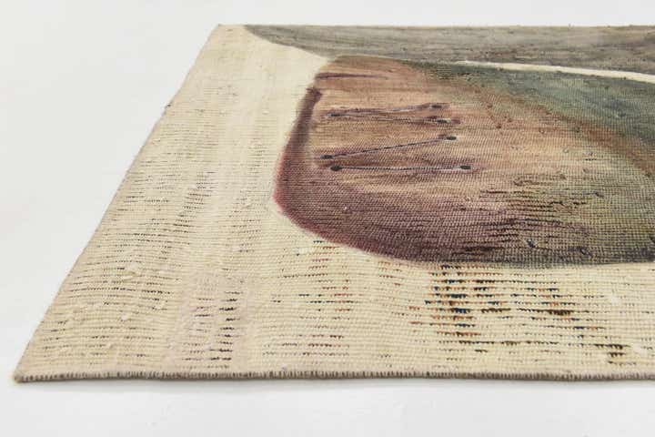 115cm x 130cm Hand Knotted Ultra Vintage Persian Wool Square Rug