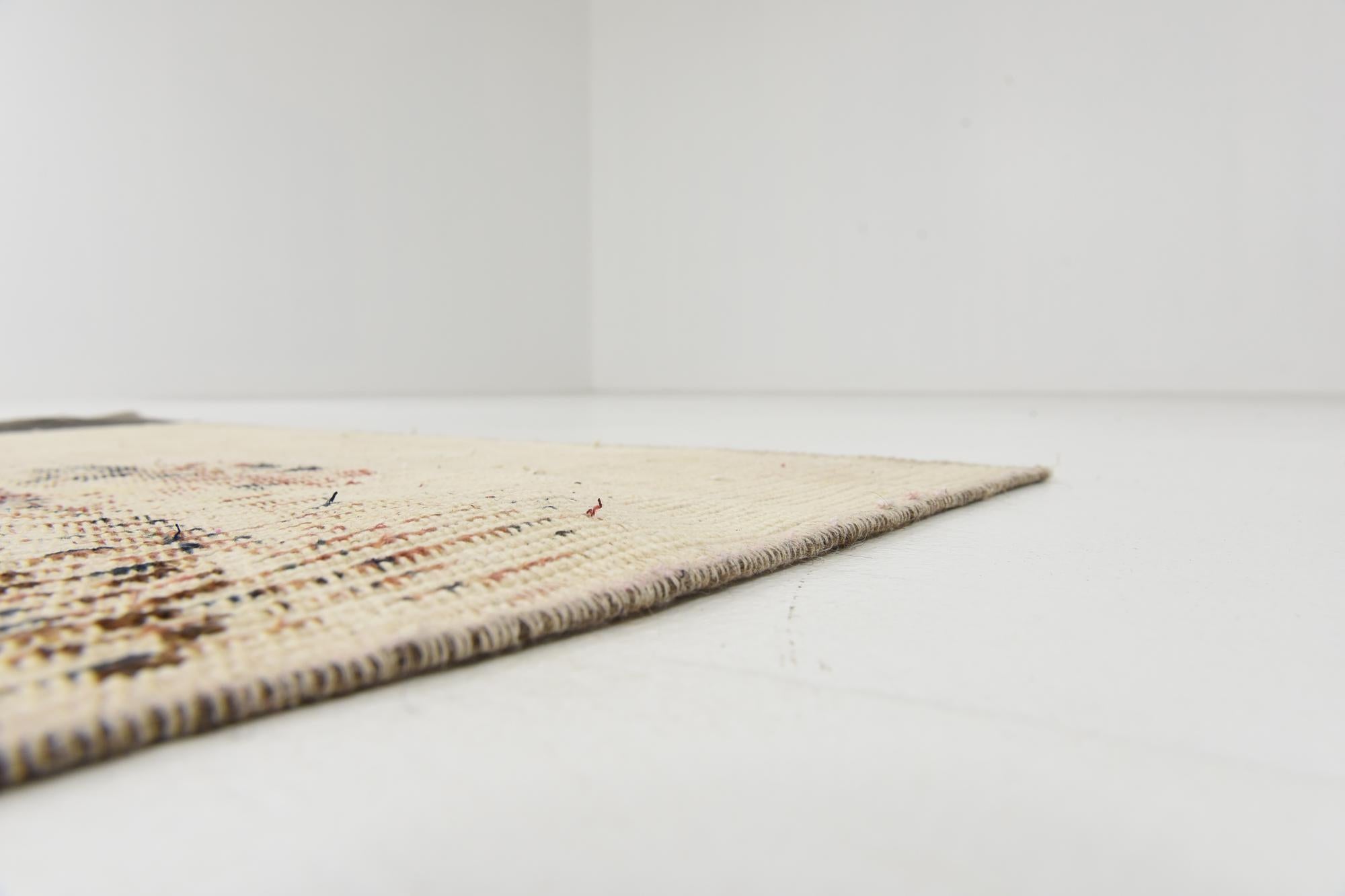 115cm x 130cm Hand Knotted Ultra Vintage Persian Wool Square Rug