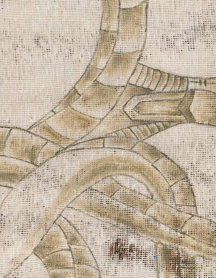 Detail image of 3' 9 x 3' 10  Hand Knotted Ultra Vintage Persian Wool Square Rug