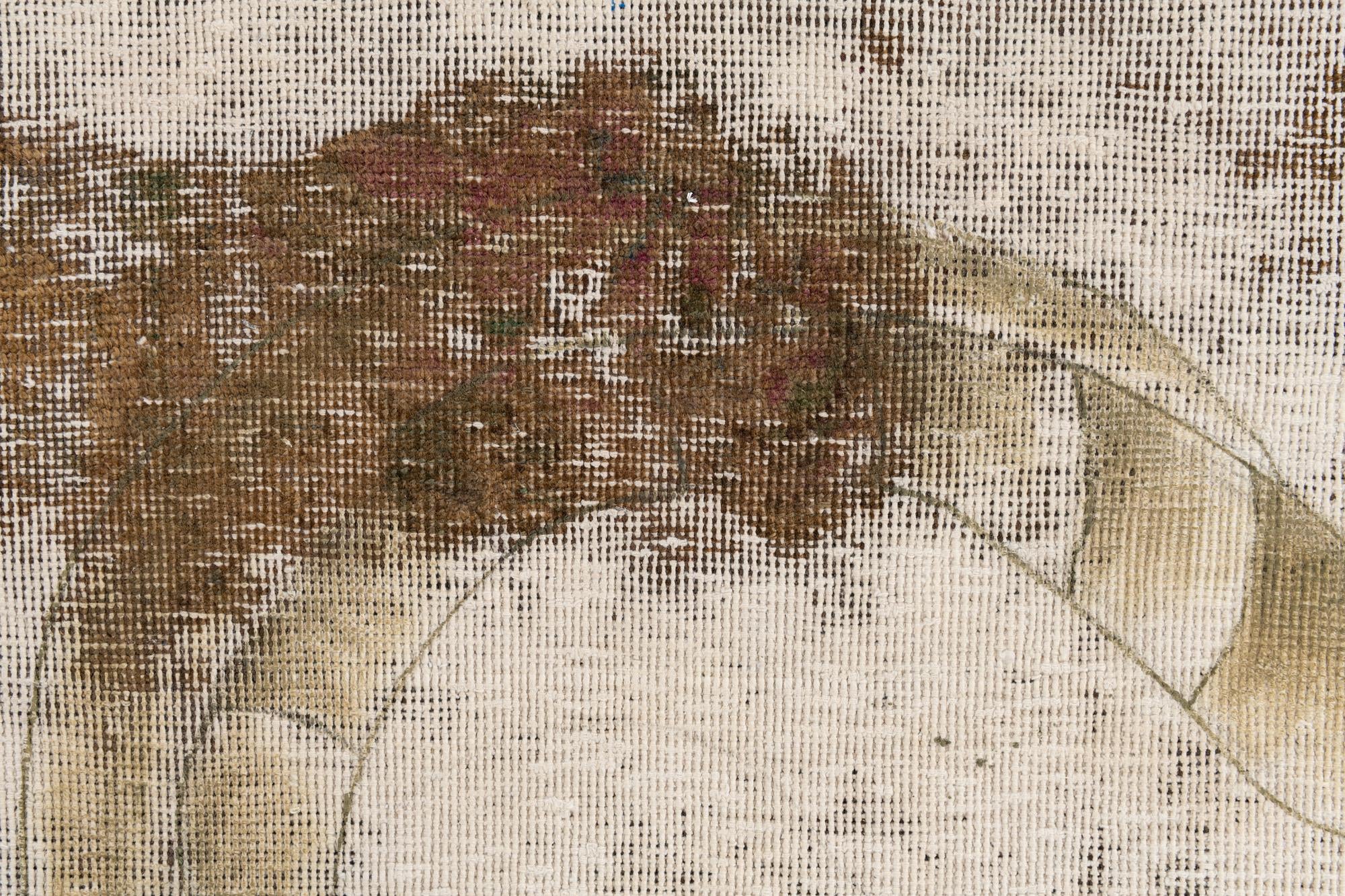 3' 9 x 3' 10 Hand Knotted Ultra Vintage Persian Wool Square Rug