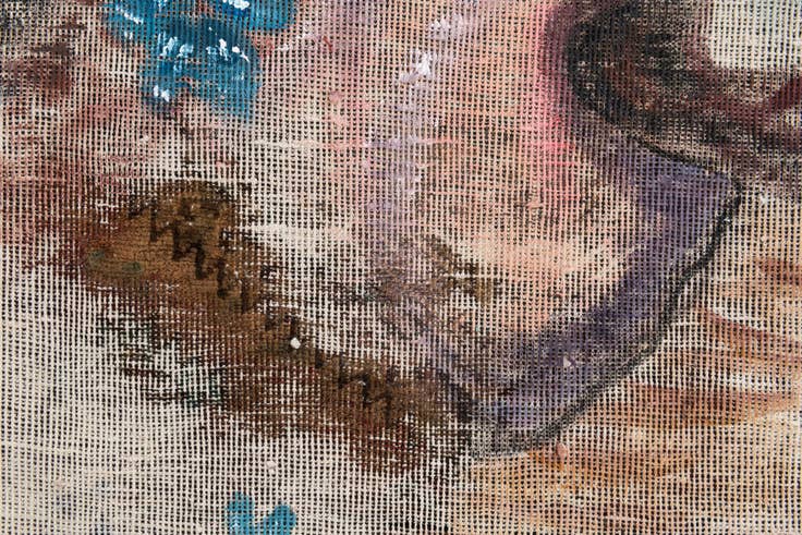 Detail image of 3' 4 x 3' 5 Hand Knotted Ultra Vintage Persian Wool Square Rug