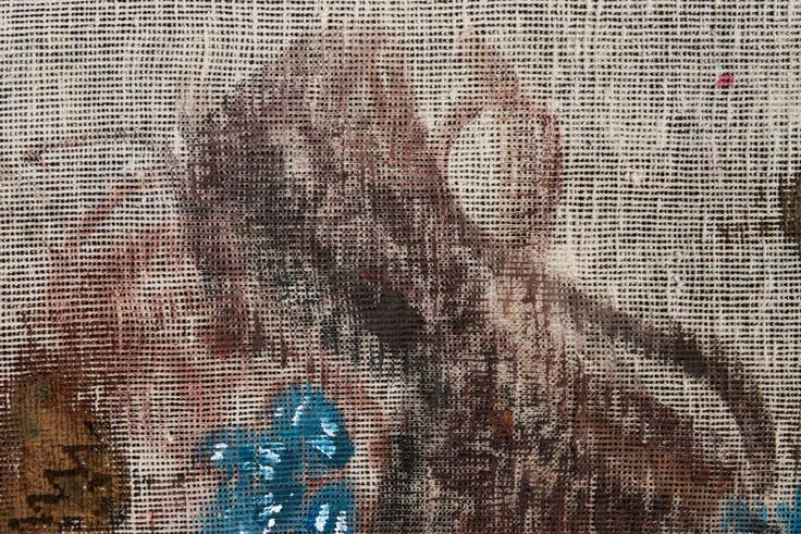 Detail image of 3' 4 x 3' 5 Hand Knotted Ultra Vintage Persian Wool Square Rug