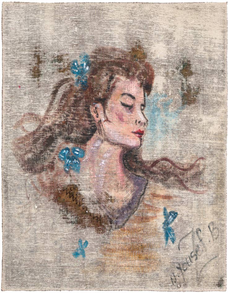 Detail image of 3' 4 x 3' 5 Hand Knotted Ultra Vintage Persian Wool Square Rug