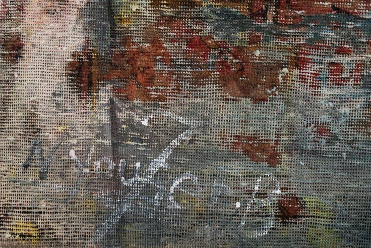 Detail image of 3' 5 x 4' Hand Knotted Ultra Vintage Persian Wool Square Rug