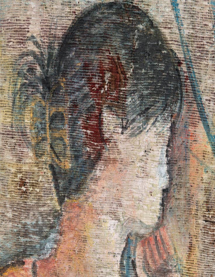 Detail image of 3' 5 x 4'  Hand Knotted Ultra Vintage Persian Wool Square Rug