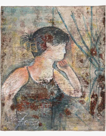 3' 5 x 4' Hand Knotted Ultra Vintage Persian Wool Square Rug