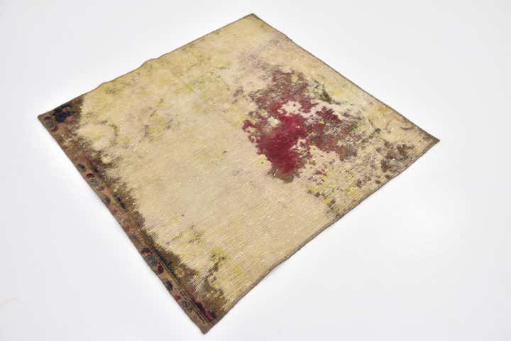 3' 6 x 3' 7 Hand Knotted Ultra Vintage Persian Wool Square Rug