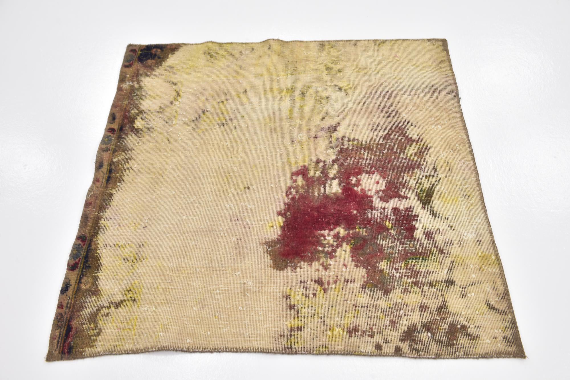 3' 6 x 3' 7 Hand Knotted Ultra Vintage Persian Wool Square Rug