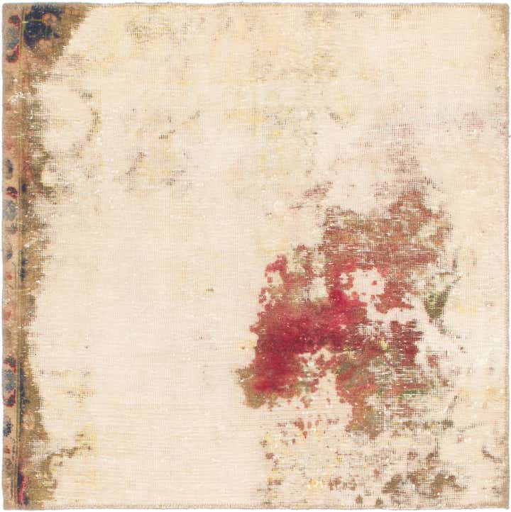 3' 6 x 3' 7 Hand Knotted Ultra Vintage Persian Wool Square Rug