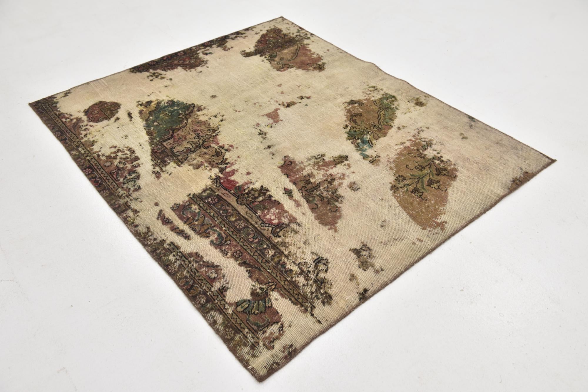 5' x 5' 10 Hand Knotted Ultra Vintage Persian Wool Square Rug