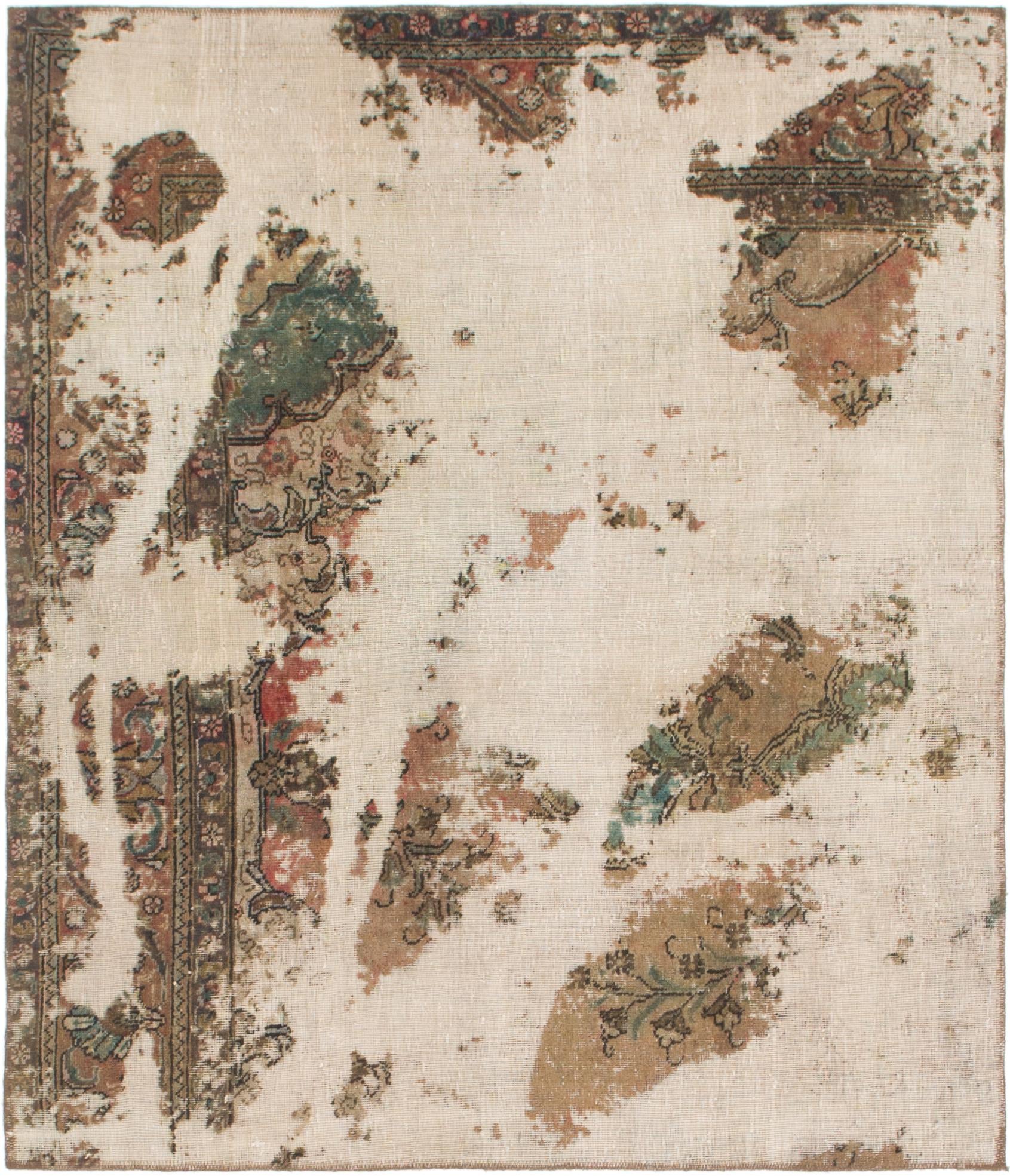 5' x 5' 10 Hand Knotted Ultra Vintage Persian Wool Square Rug