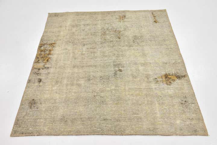 4' x 4' 5 Hand Knotted Ultra Vintage Persian Wool Square Rug