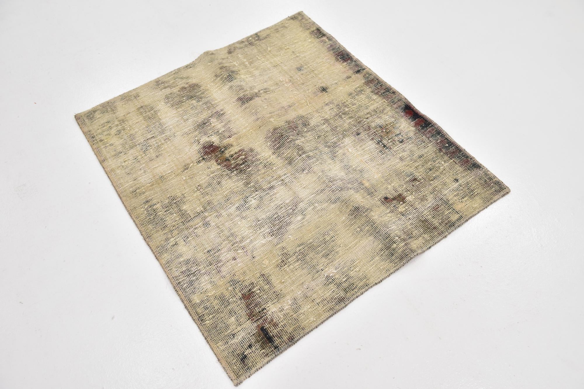 3' 2 x 3' 6 Hand Knotted Ultra Vintage Persian Wool Square Rug