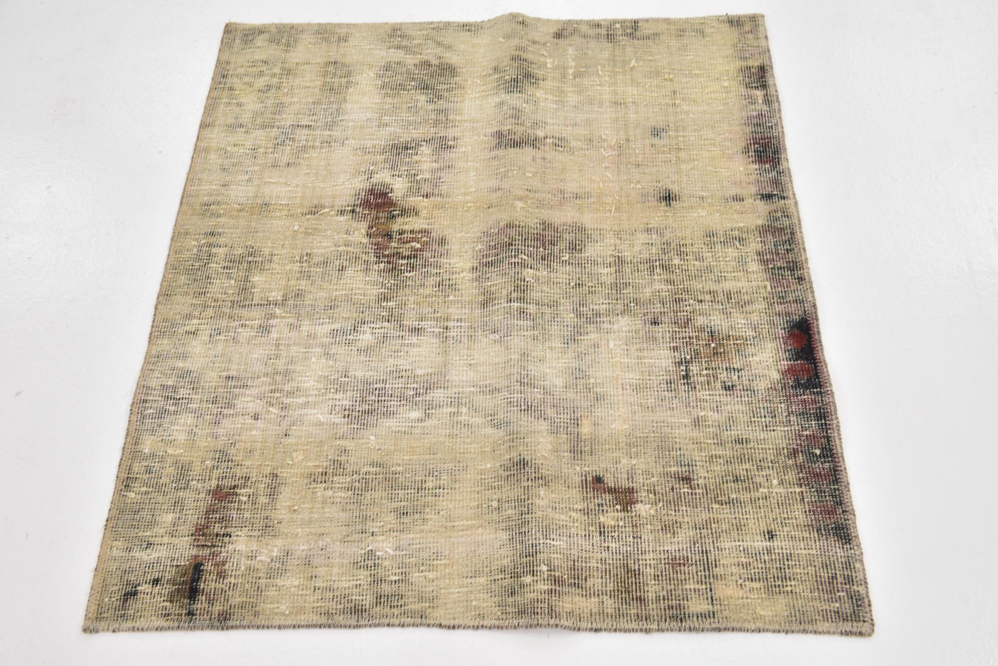 3' 2 x 3' 6 Hand Knotted Ultra Vintage Persian Wool Square Rug