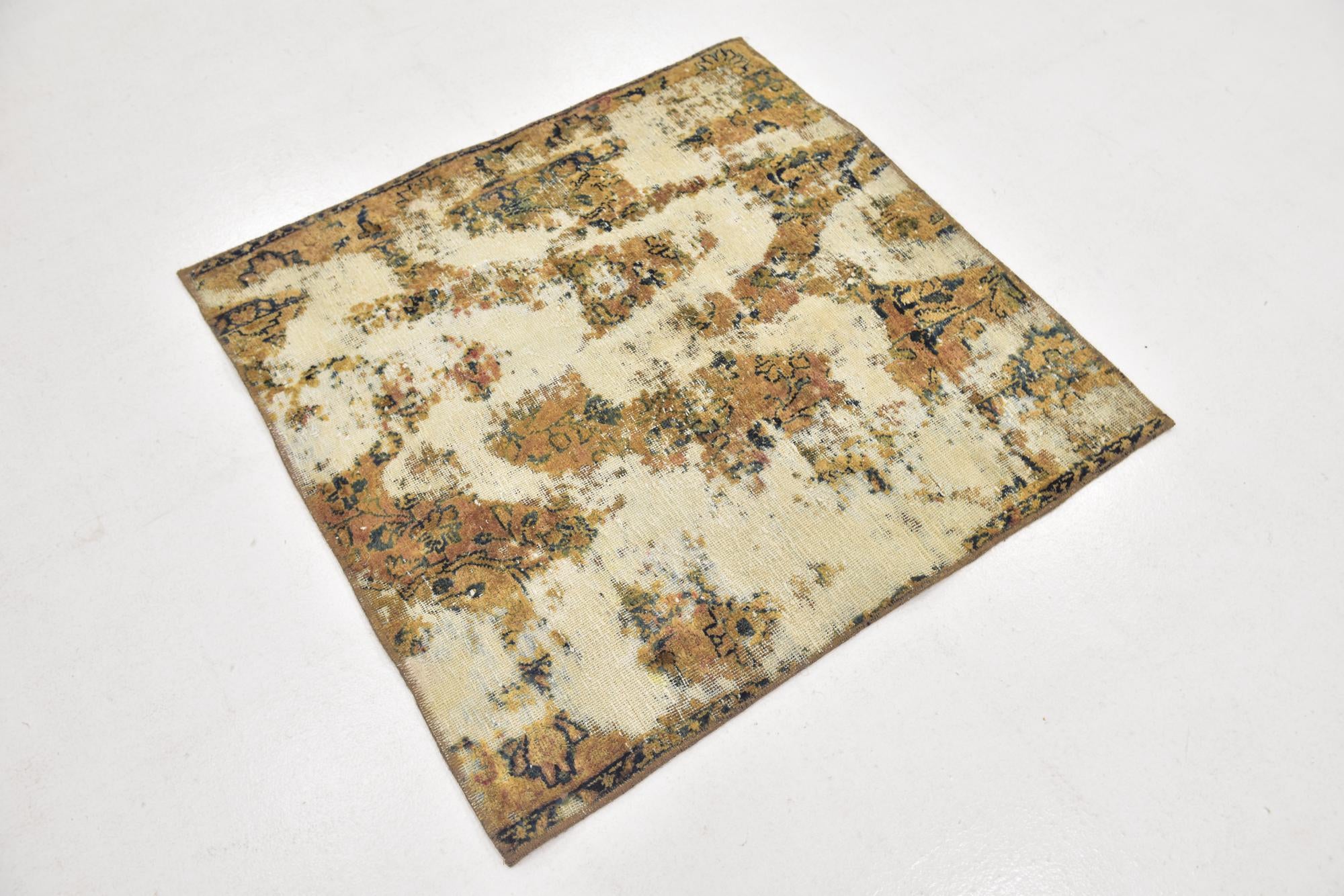 3' 7 x 3' 7 Hand Knotted Ultra Vintage Persian Wool Square Rug