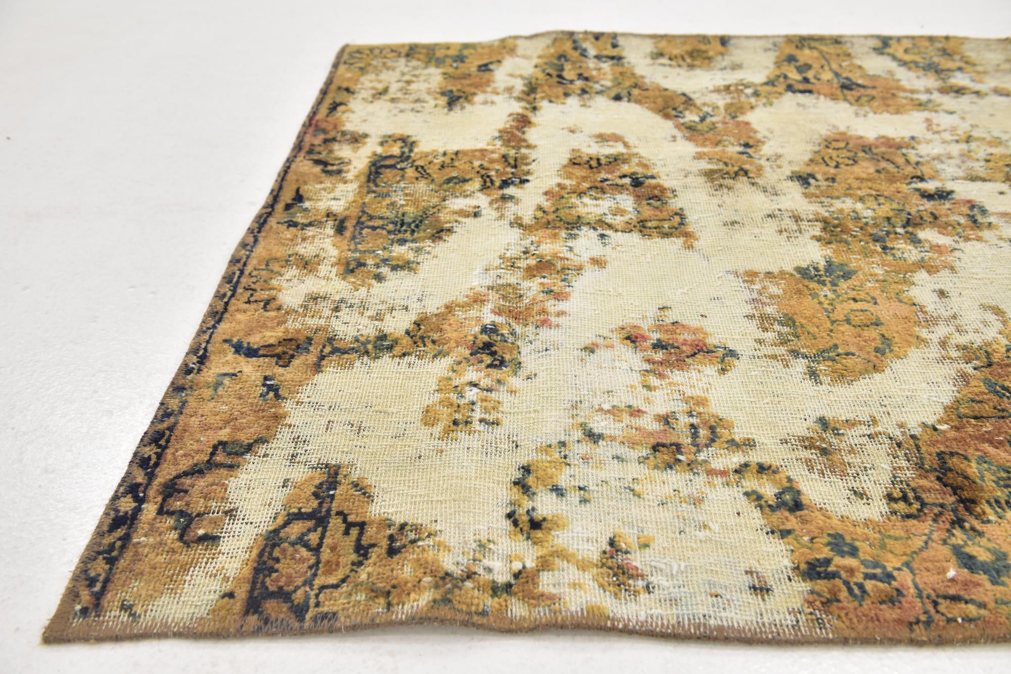 3' 7 x 3' 7 Hand Knotted Ultra Vintage Persian Wool Square Rug