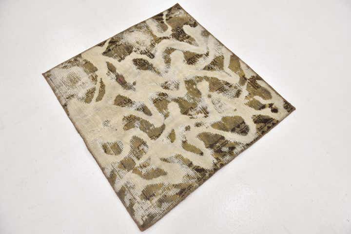 3' 4 x 3' 6 Hand Knotted Ultra Vintage Persian Wool Square Rug