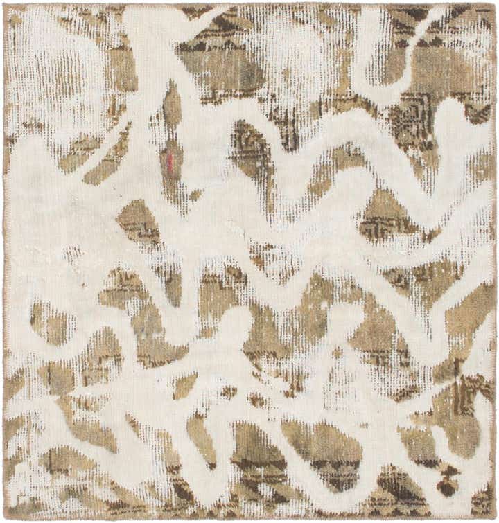 3' 4 x 3' 6 Hand Knotted Ultra Vintage Persian Wool Square Rug