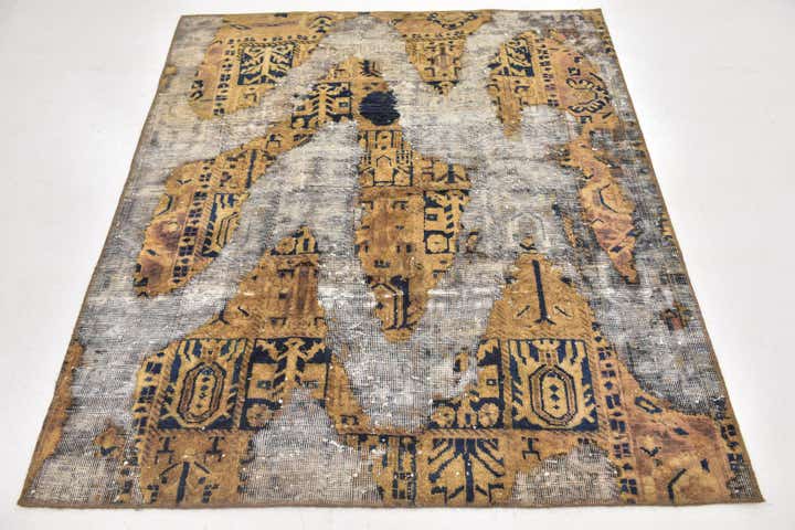 4' 8 x 5' 3 Hand Knotted Ultra Vintage Persian Wool Square Rug