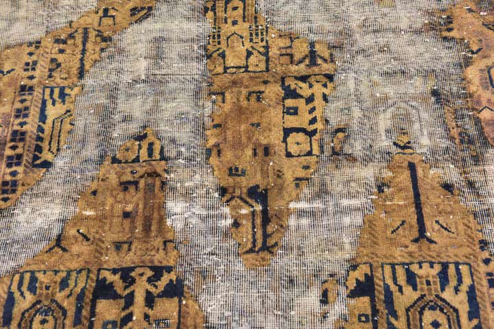 4' 8 x 5' 3 Hand Knotted Ultra Vintage Persian Wool Square Rug