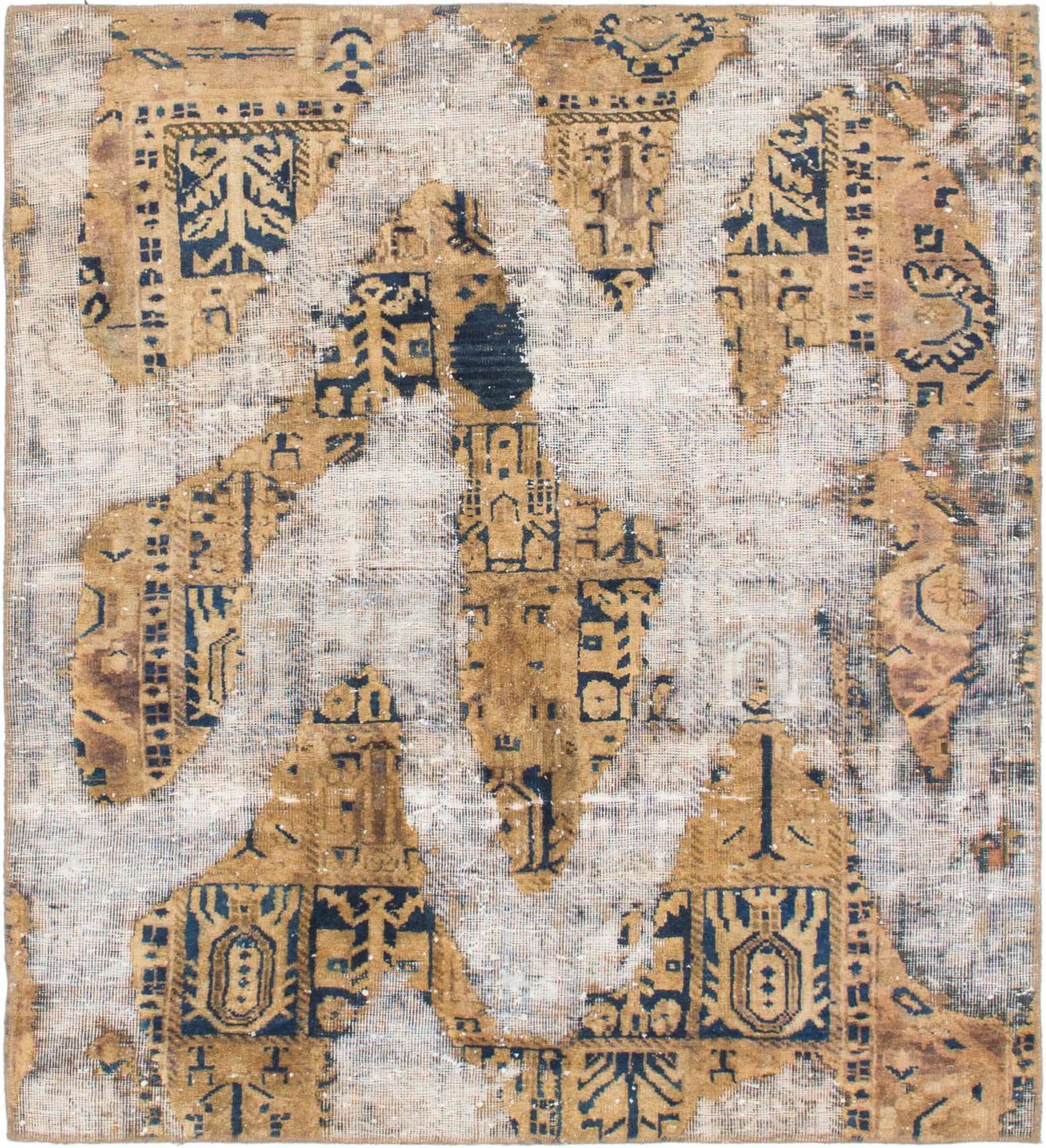 4' 8 x 5' 3 Hand Knotted Ultra Vintage Persian Wool Square Rug
