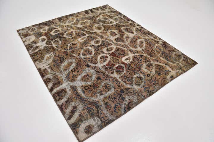 5' 6 x 6' 4 Hand Knotted Ultra Vintage Persian Wool Square Rug