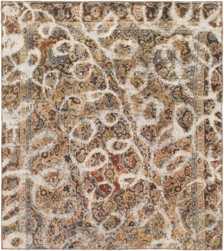 Detail image of 5' 6 x 6' 4 Hand Knotted Ultra Vintage Persian Wool Square Rug