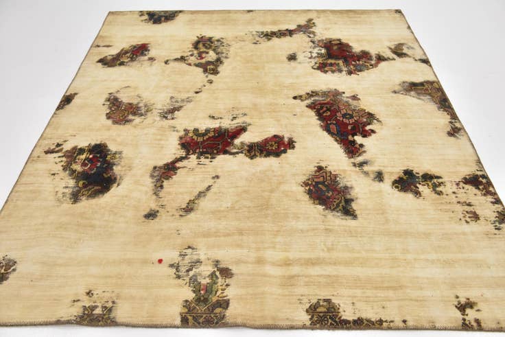 Detail image of 6' 5 x 7' 3 Hand Knotted Ultra Vintage Persian Wool Square Rug