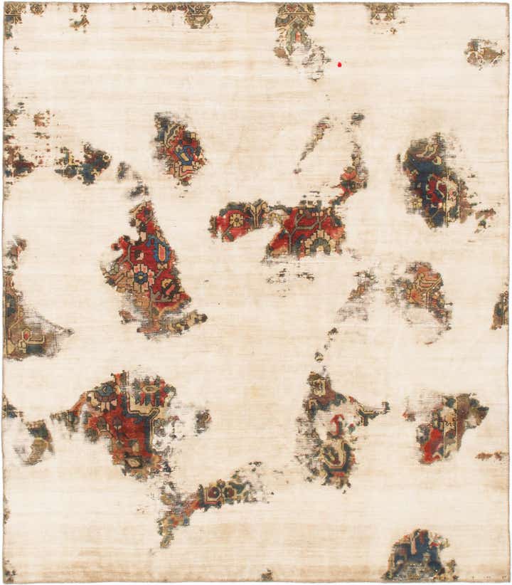 6' 5 x 7' 3 Hand Knotted Ultra Vintage Persian Wool Square Rug