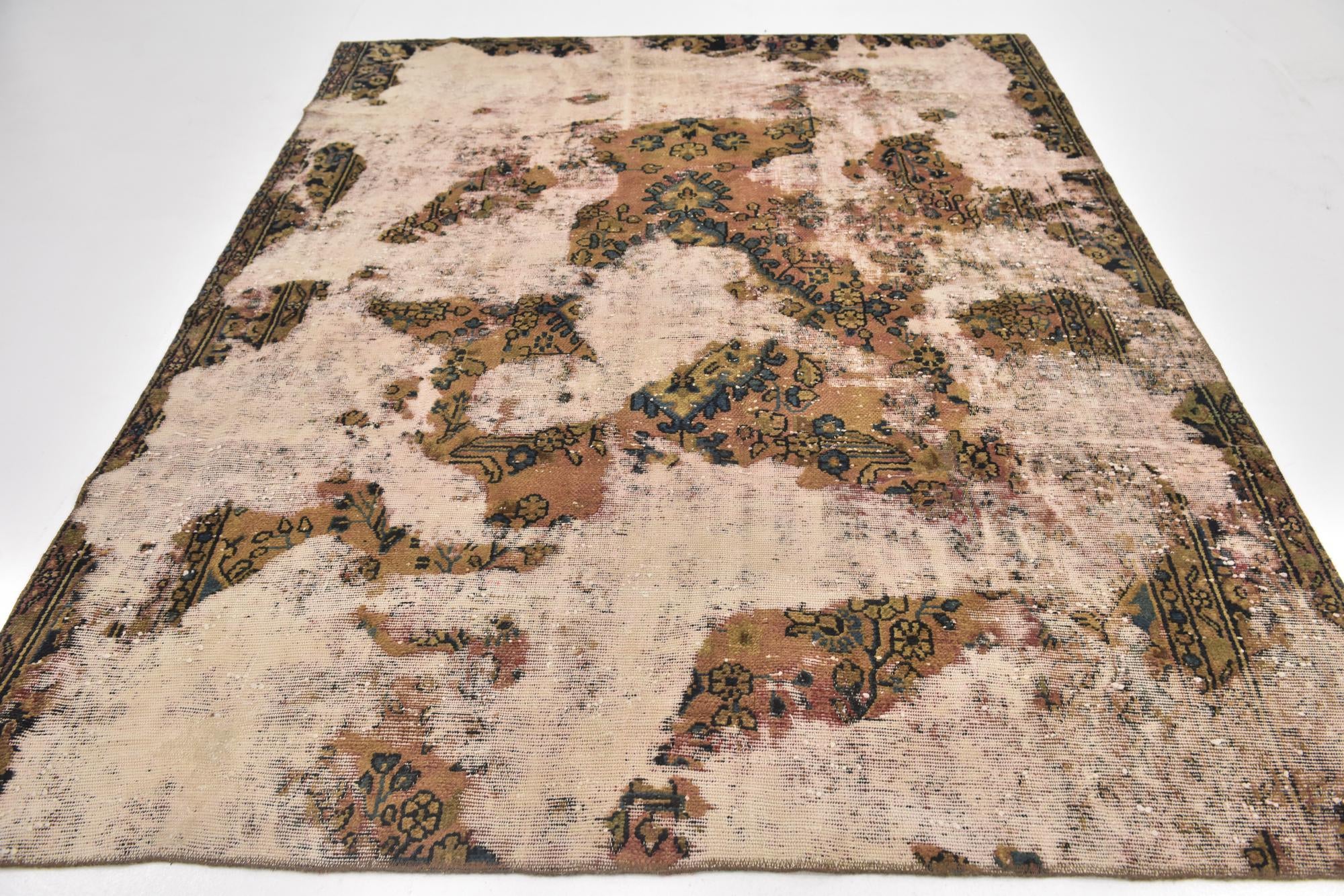 6' 7 x 8' 4 Hand Knotted Ultra Vintage Persian Wool Square Rug