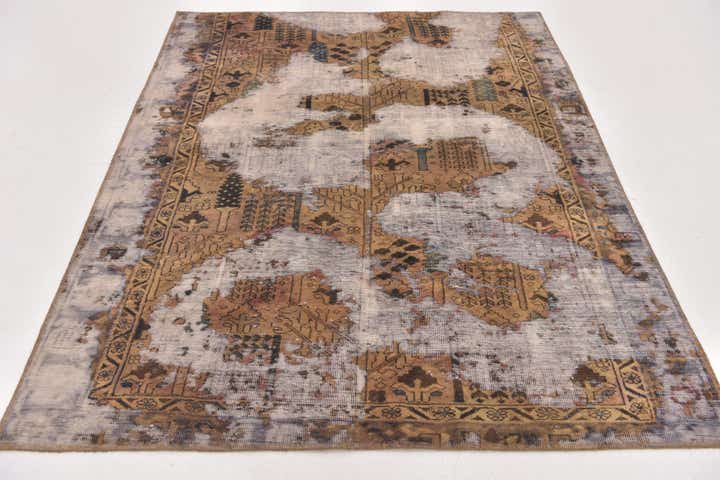 4' 10 x 6' 3 Hand Knotted Ultra Vintage Persian Wool Square Rug