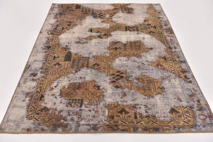 Detail image of 4' 10 x 6' 3 Hand Knotted Ultra Vintage Persian Wool Square Rug