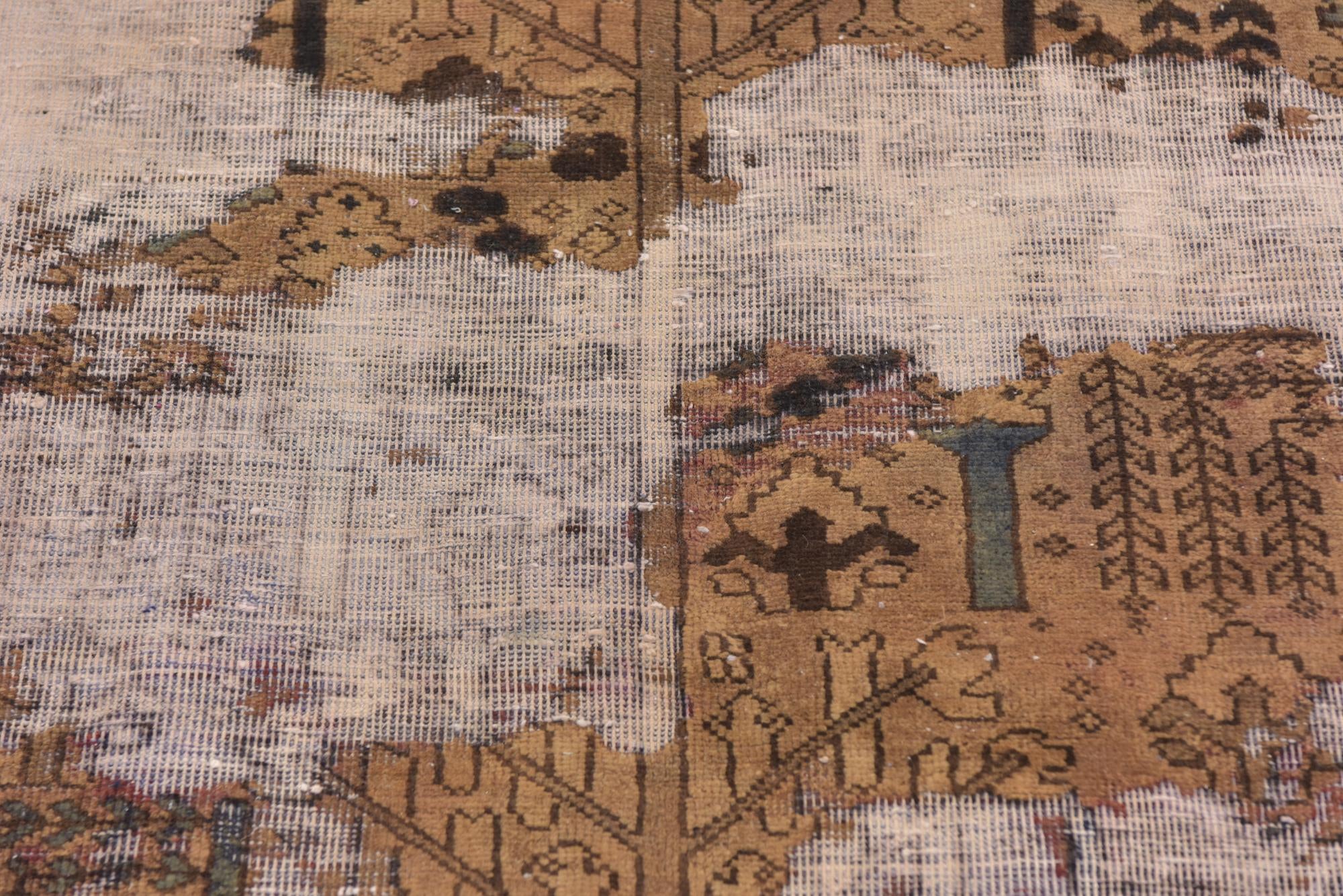 4' 10 x 6' 3 Hand Knotted Ultra Vintage Persian Wool Square Rug