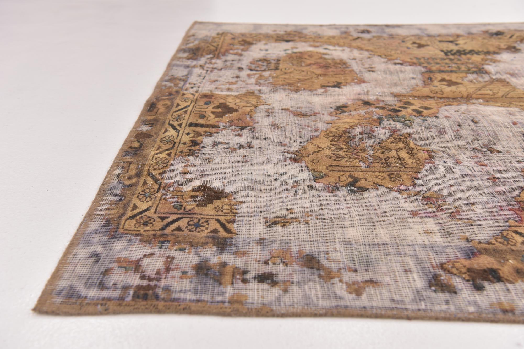 4' 10 x 6' 3 Hand Knotted Ultra Vintage Persian Wool Square Rug