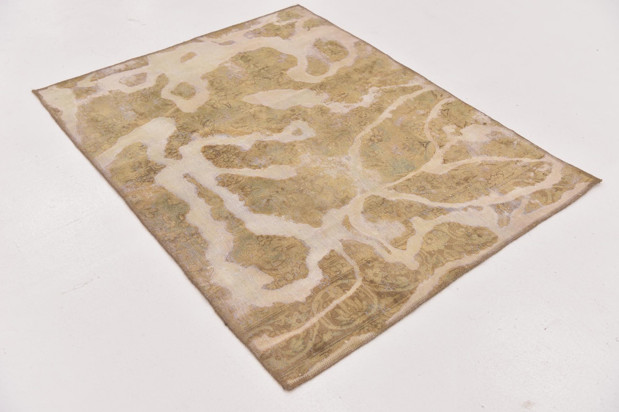 3' 10 x 4' 9 Hand Knotted Ultra Vintage Persian Wool Square Rug