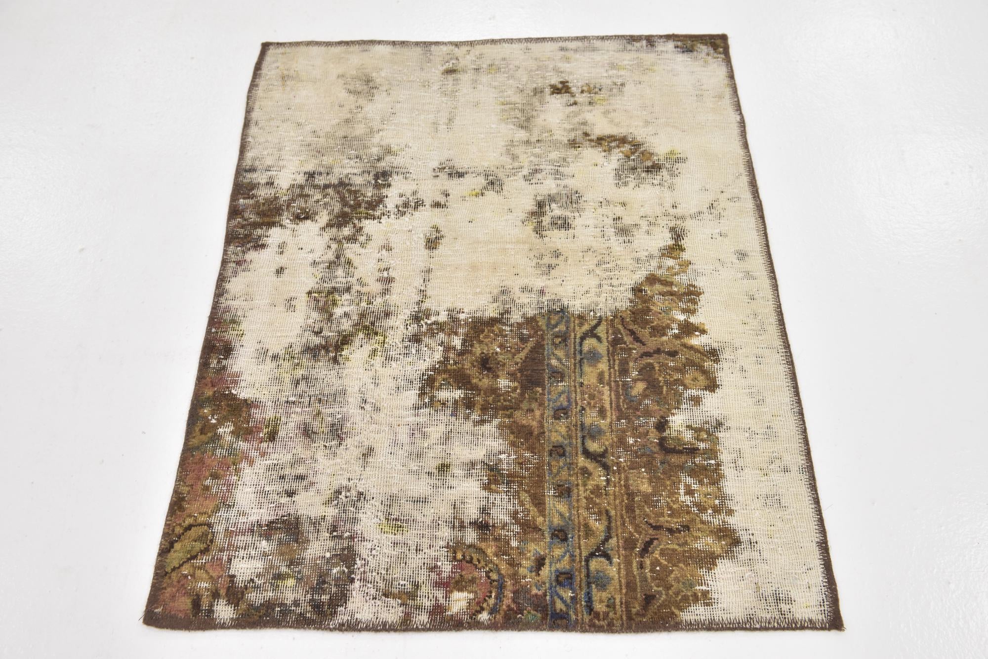 2' 10 x 3' 7 Hand Knotted Ultra Vintage Persian Wool Square Rug