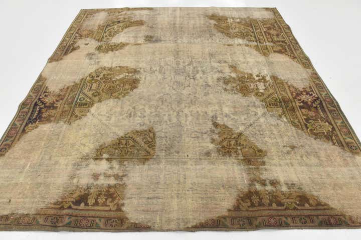 8' x 8' 9 Hand Knotted Ultra Vintage Persian Wool Square Rug