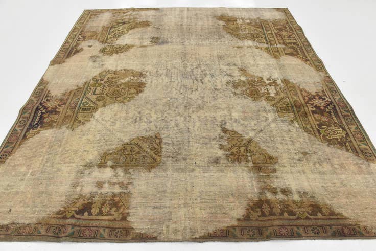 Detail image of 8' x 8' 9 Hand Knotted Ultra Vintage Persian Wool Square Rug