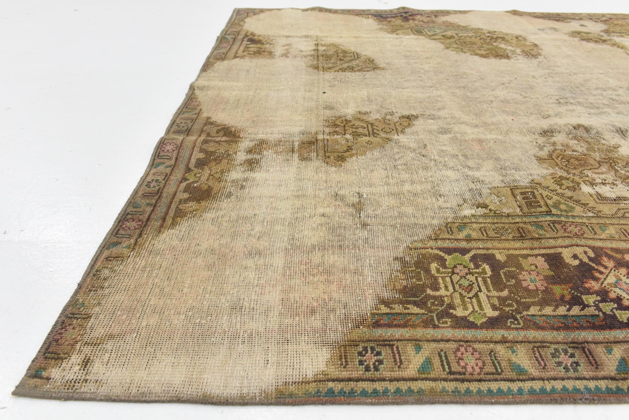 8' x 8' 9 Hand Knotted Ultra Vintage Persian Wool Square Rug