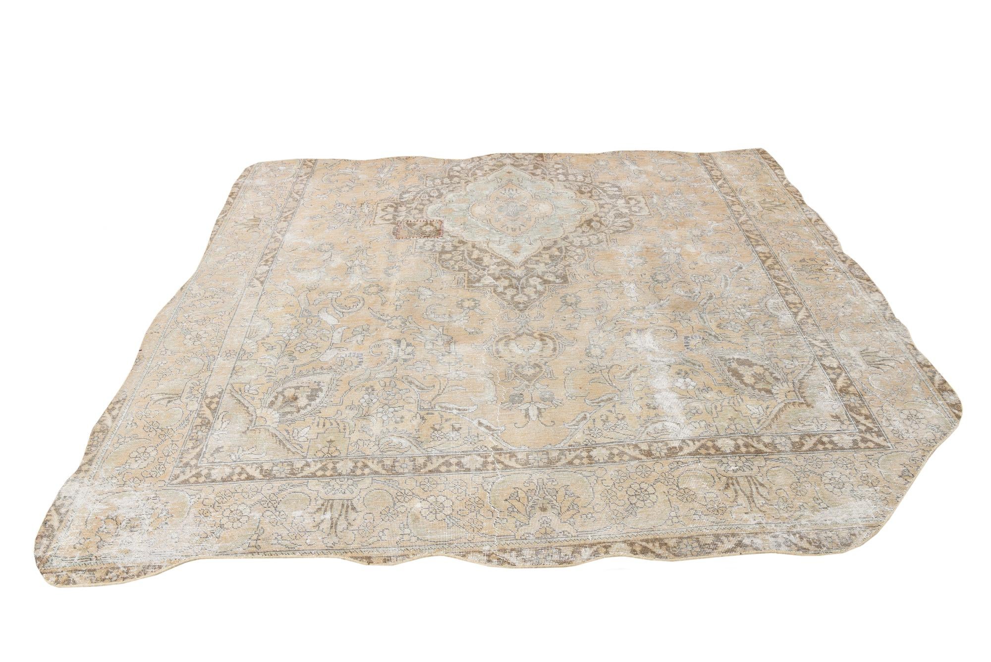 8' 6 x 9' 2 Hand Knotted Ultra Vintage Persian Wool Square Rug