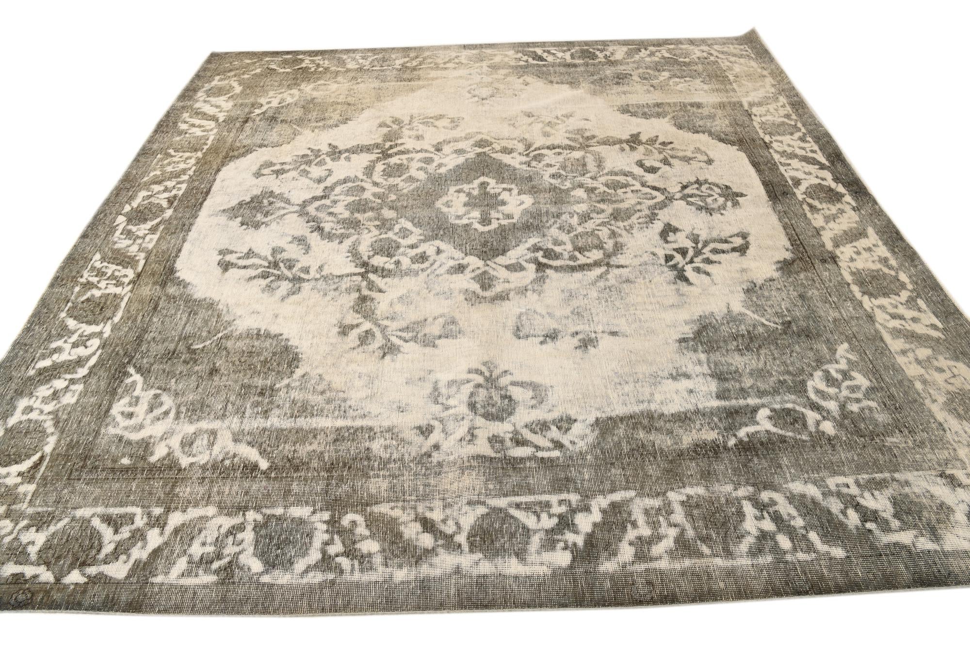9' 3 x 9' 10 Hand Knotted Ultra Vintage Persian Wool Square Rug