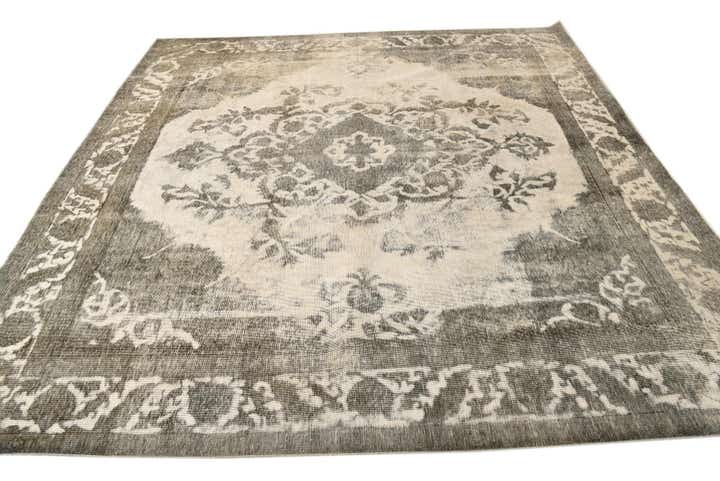 9' 3 x 9' 10 Hand Knotted Ultra Vintage Persian Wool Square Rug