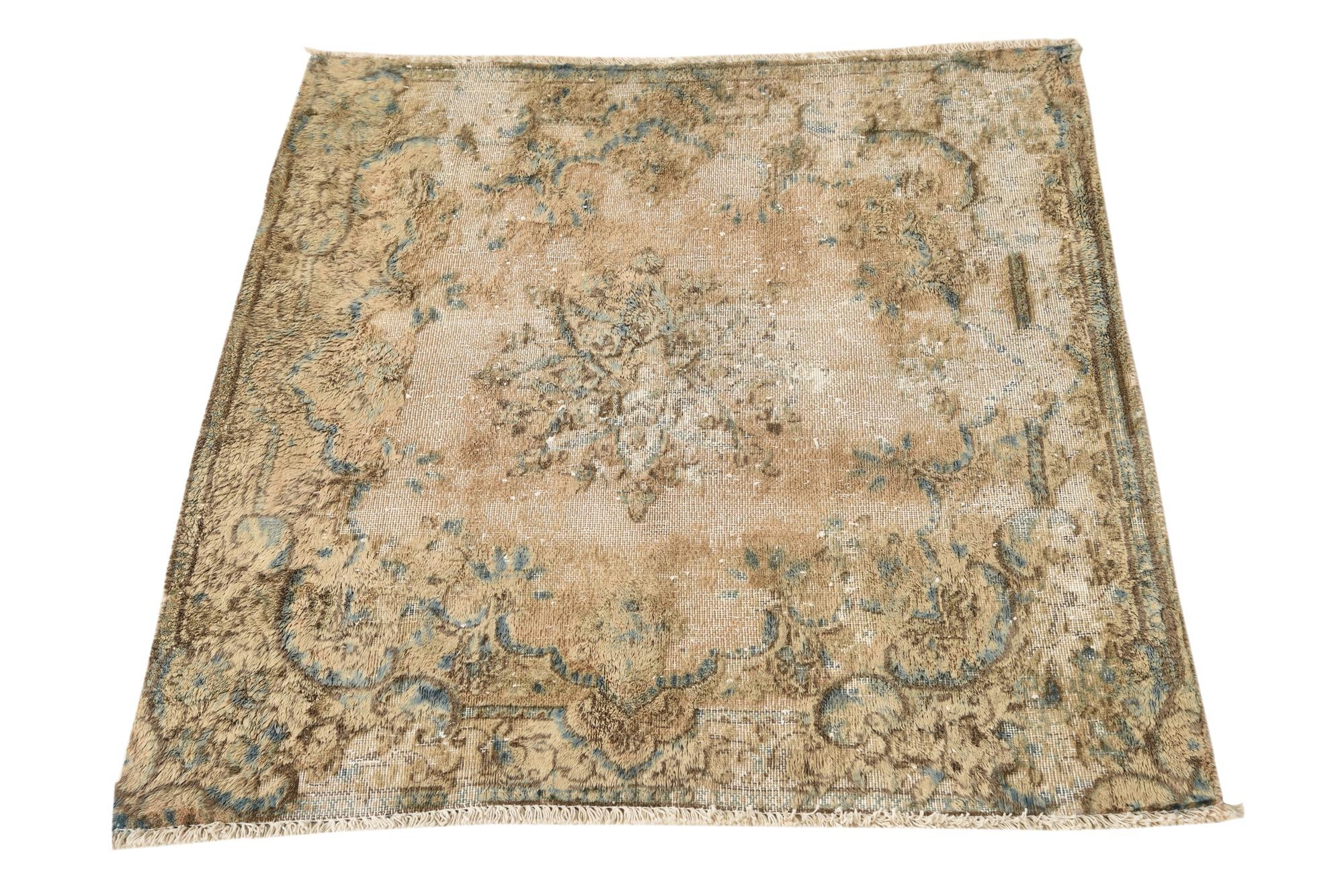 80cm x 90cm anudado a mano Ultra Vintage Alfombra Persa Lana Cuadrado