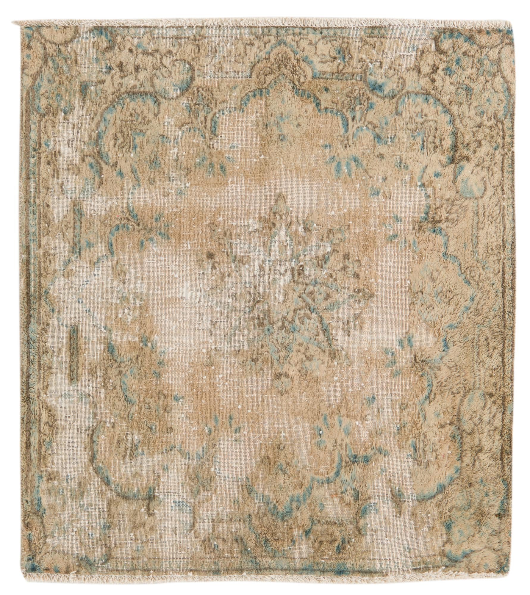 2' 8 x 3' Hand Knotted Ultra Vintage Persian Wool Square Rug