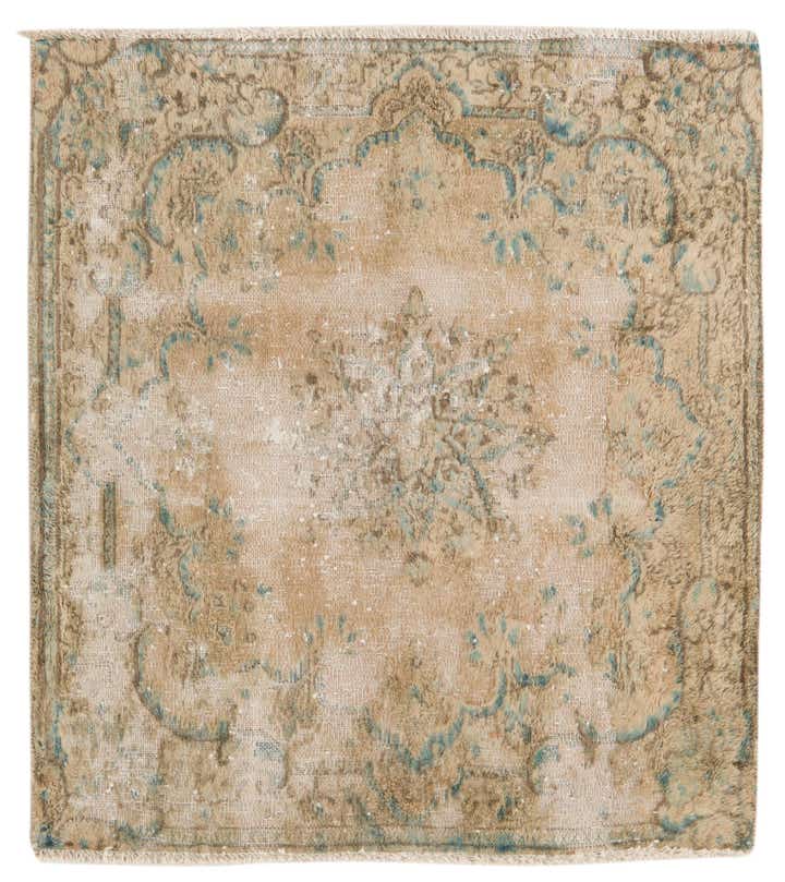 2' 8 x 3' Hand Knotted Ultra Vintage Persian Wool Square Rug