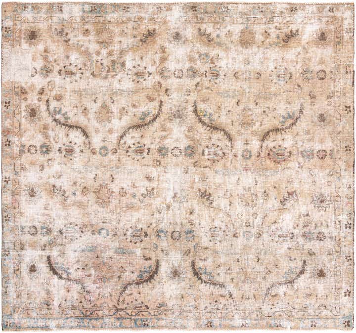 7' 6 x 8' Hand Knotted Ultra Vintage Persian Wool Square Rug