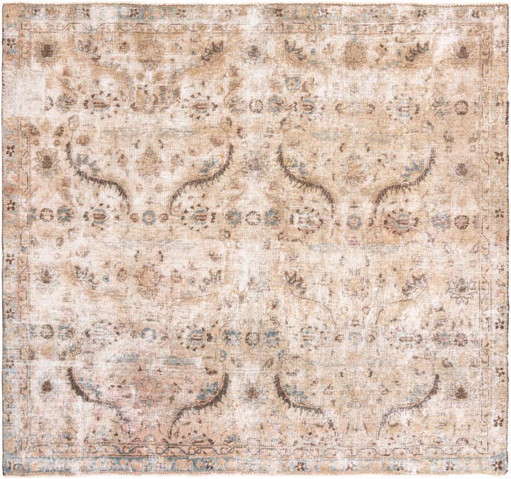 Detail image of 7' 6 x 8' Hand Knotted Ultra Vintage Persian Wool Square Rug